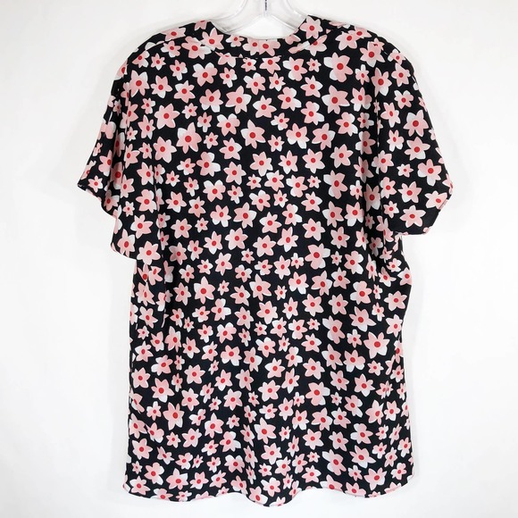 Cabi Medium Top Harmony Floral Blouse Short Sleeve V Neck Chiffon Flowy 515 - Picture 5 of 13